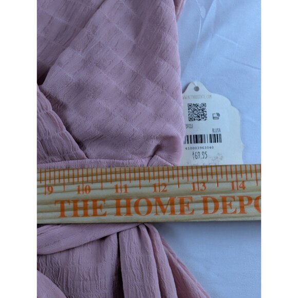 Altard State Blush Pink Sleeveless Wrap Dress Tie Waist Ruffle Hem Rouched NWT - Picture 5 of 12